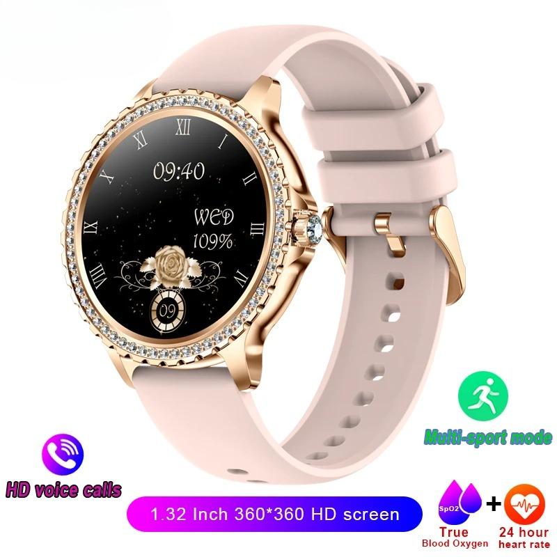 

New Fashion Women Smart Watch 360*360 HD Screen Sports Bracelet Custom Dial Heart Rate Voice Call Smartwatch for Android IOS розовый