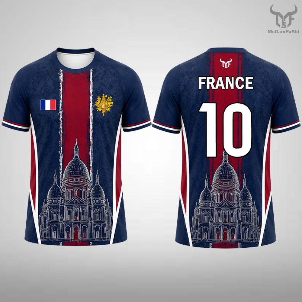 France Flag Printed T-shirt Summer Men Quick Dry Soccer Jersey Unisex Streetwear Casual Sports Short Sleeve Tee Fans Gift