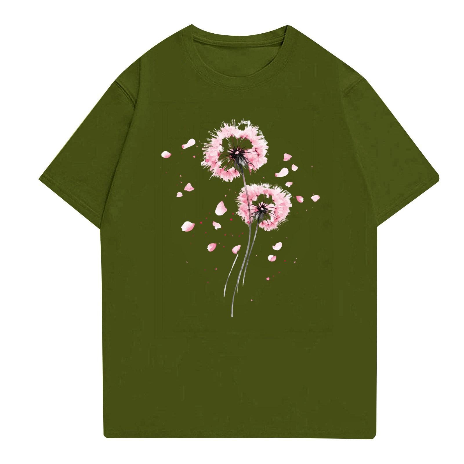 

Женская мода повседневная футболка с круглым вырезом и короткими рукавами, топ, футболка, топ L армия зеленый