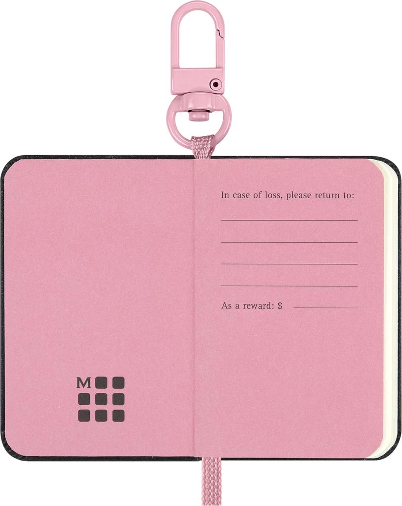 Moleskine Schlüsselanhänger Notizbuch mit BLACKPINK Kollektions-Anhänger, Schwarz und Rosa, SKCHARMNTB7932BP04