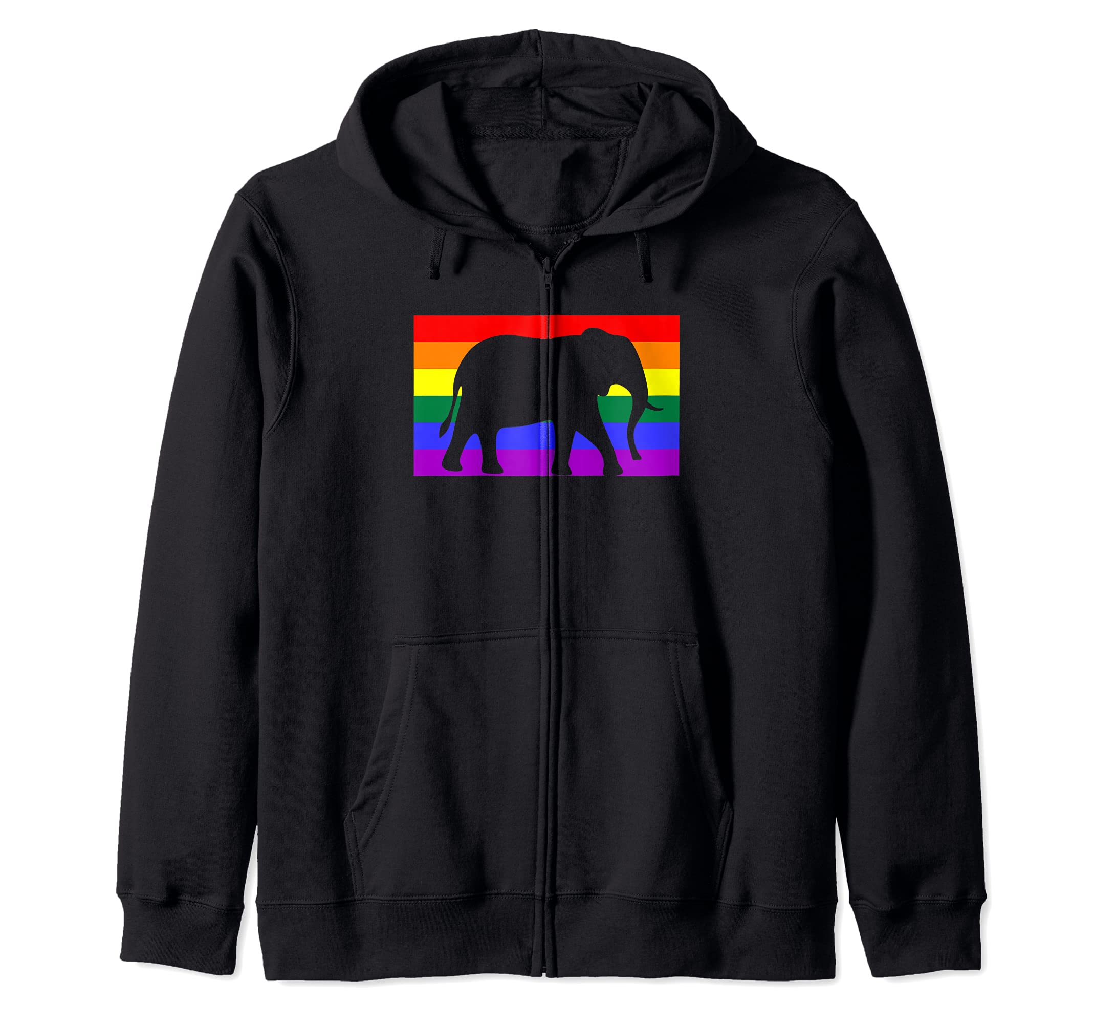 

Толстовка з капюшоном на блискавці з милим слоненьком і любов’ю до LGBTQ Gay Pride Flag Stuff Queer Art чорний