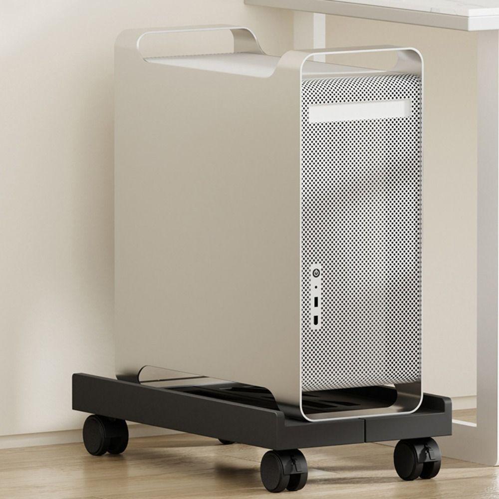 Telescopic Computer Host Bracket Castor Wheels Adjustable Mobile Base Bracket with Wheels Ventilated Chassis Tray Floor Cart Use