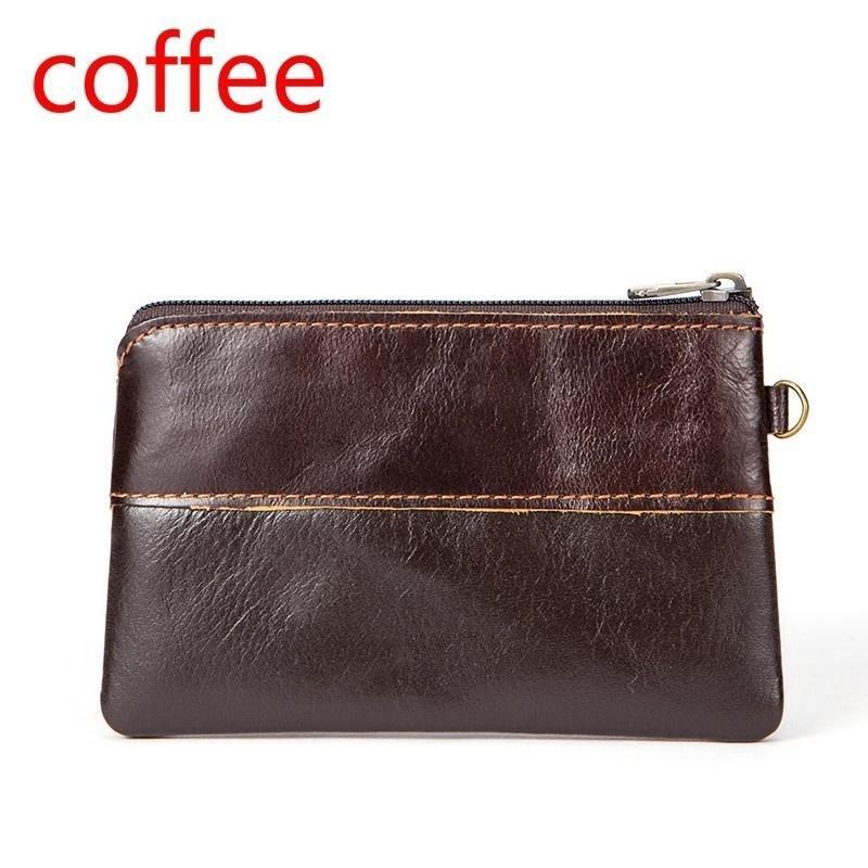 Pánská kožená vintage peněženka na zip, pouzdro na karty