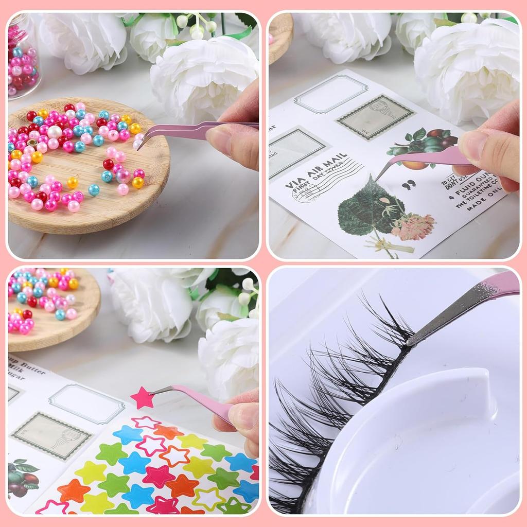 4 PCS Precision Tweezers Set, Multipurpose Straight and Curved Tip Tweezers Anti-Static Stainless Steel of Tweezer for Electronics,