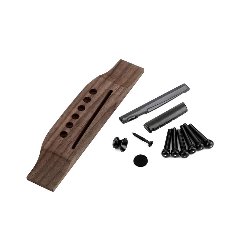 

Rosewood 6 String Folk Guitar Bridge Replacement Acoustic Guitar Bridge Saddles Nut Pin for Improve Guitar Sound Quality 1