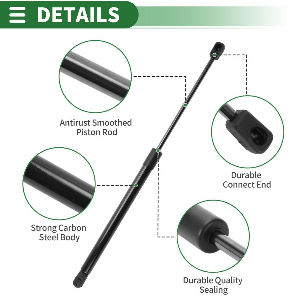 Motoforti Universal Lift Support Strut Gas Spring 18"/450mm 89Ib/400N/40kg Carbon Steel Black (1 Set)