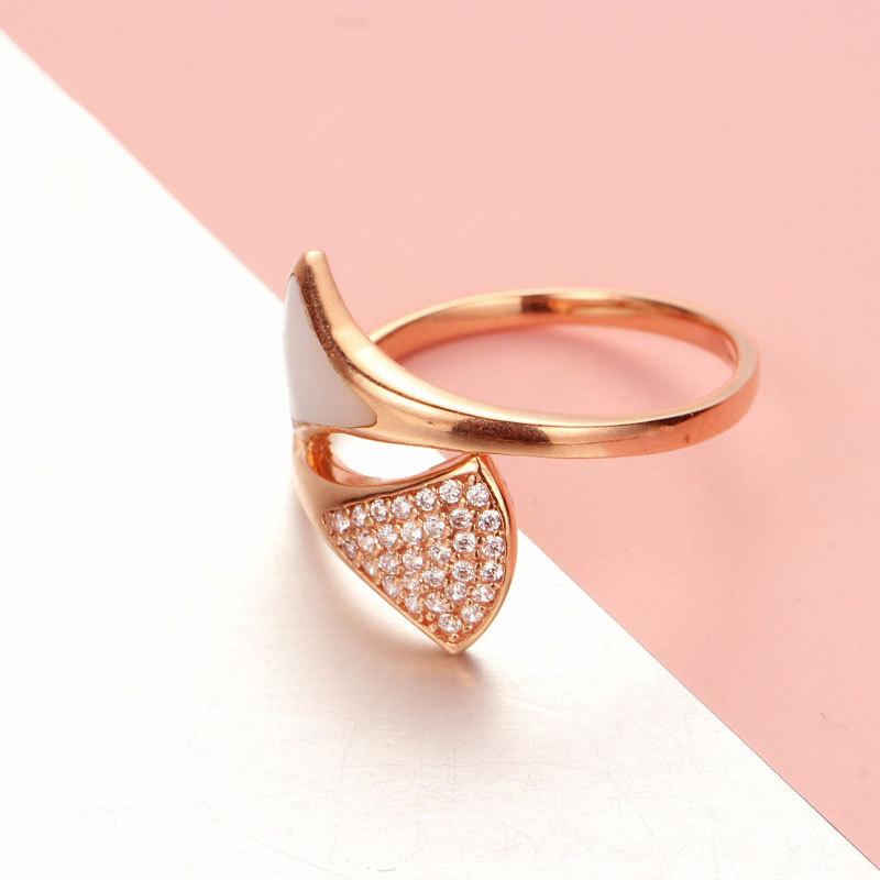 Rose Gold Plated Color Gold Purple Gold Full Diamond Skirt Ring Simple Light Luxury Ring