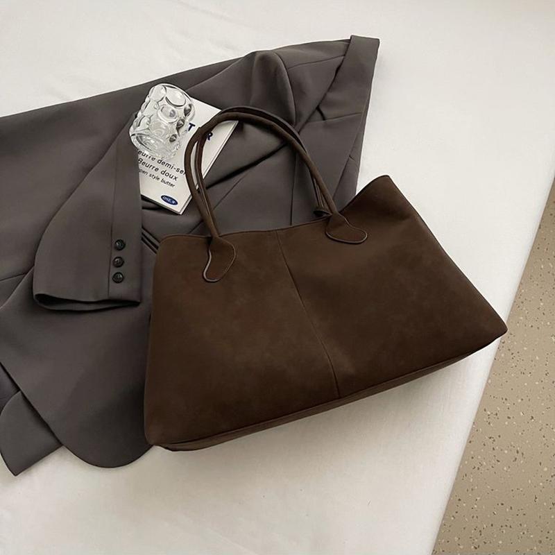 Faux Suede Solid Color High Quality Fashionable Versatile Handbag Women's Large Capacity Winter Daily Shoulder Bag