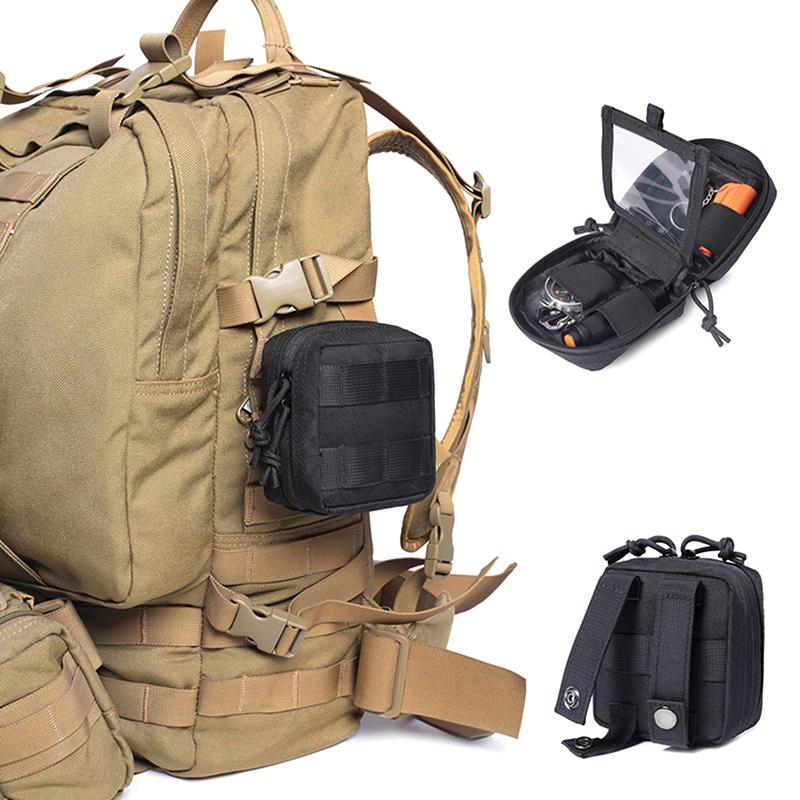 Small Tactical Pouch Micro Utility Molle Pouch Removable Clear Id Pocket Mini Knife Compass Flashlight Card Storage Bag Belt