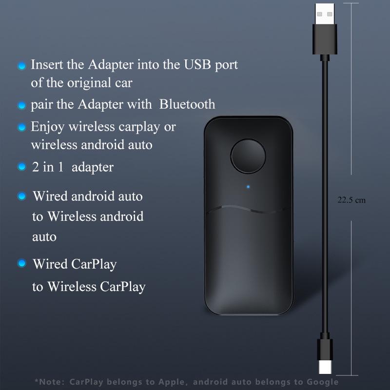 

Трансграничный игровой бокс для автомобиля: Проводной к беспроводному адаптер для Apple & Android Auto, автомобильное решение 2-в-1.