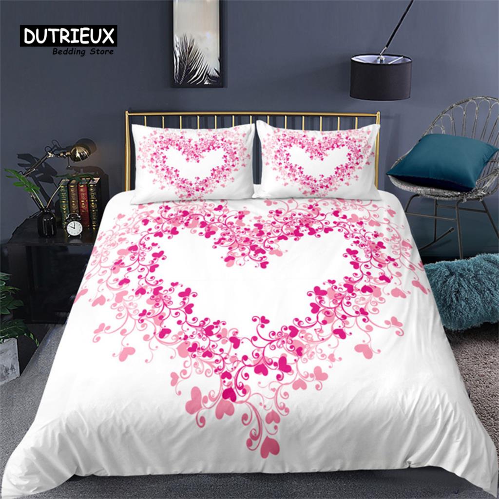 Golden Rose Floral Bedding Set Queen Romantic Style Fairy Girl Heart Duvet Cover Set Valentine'S Day Microfiber Comforter Cover
