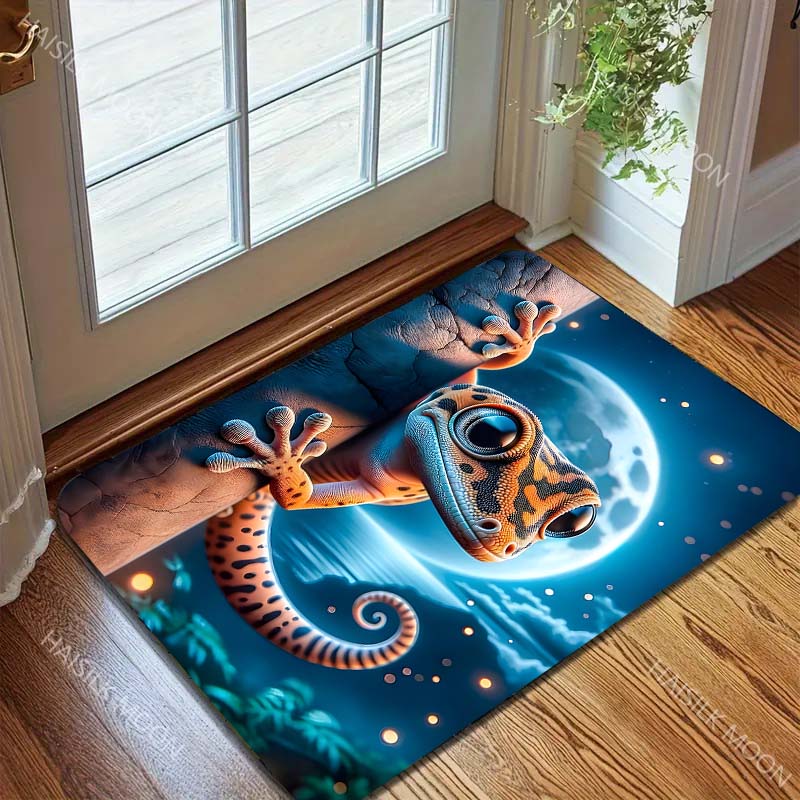 HD Lustiger Gecko-Druck Teppich für Wohnzimmer Schlafzimmer Badezimmer Matte Kreative Fußmatte Sofa Tisch Heimdekoration Bereichsteppich Robust