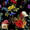 Outdoor Dekostoffe Oxford - Motiv Blumen Gemalt Auf Schwarzem Hintergrund I Dx171