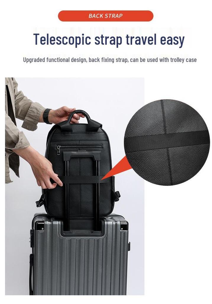 Premium Cowhide Leather Business Backpack: Unisex Design for Work, Travel, and Commuting