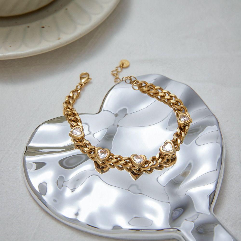 Waterproof Chic Charm Bangle Fashion Hand Chain Non-fading Cuban Bracelet  Hand Accessory