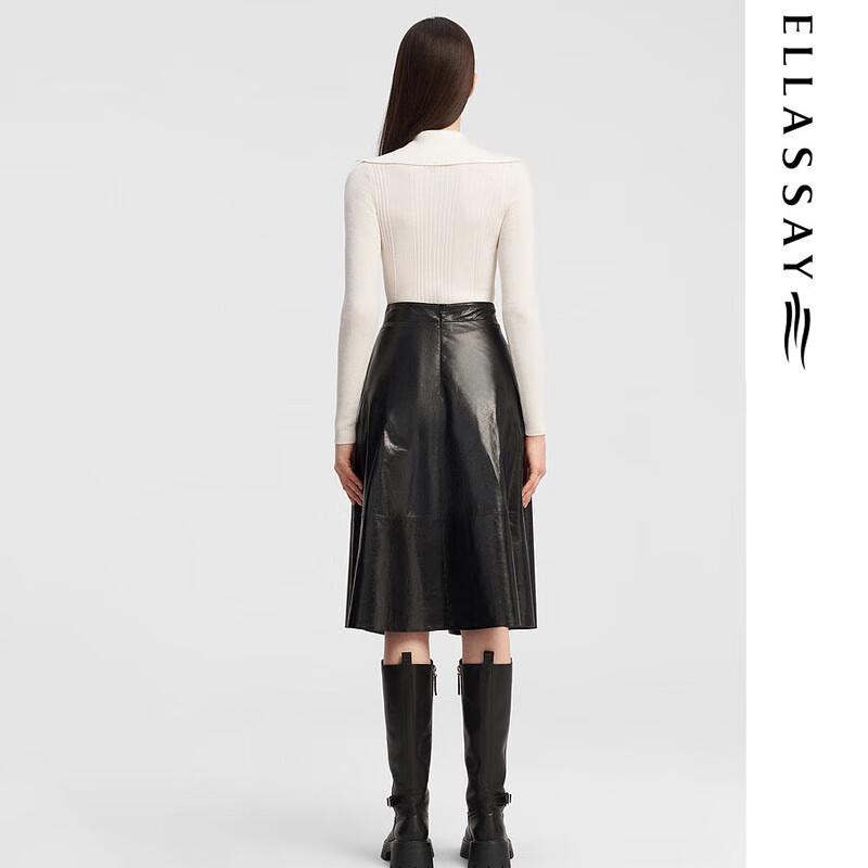 ELLASSAY Women's Merino Wool Collar Trim Knit Cardigan