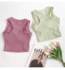 Damen Ripp-Y-Rücken Yoga Tanktop mit festen Cups - Hohe Elastizität, Figurbetont, Integrierter Sport-BH