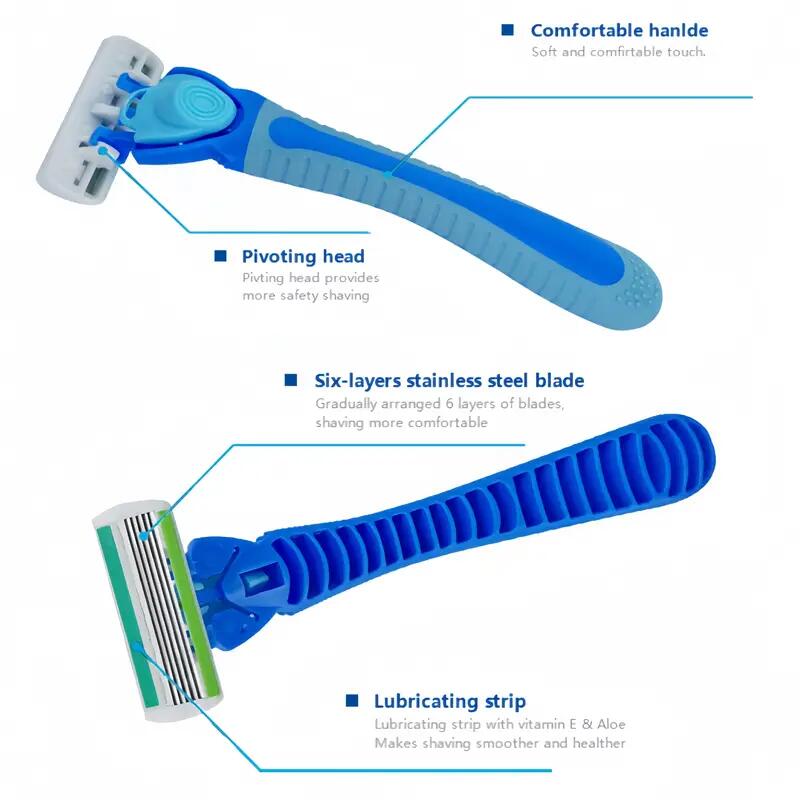 1 Rączka + 18 Ostrzy/ Damska Maszynka Manualna Bezpieczna 6-Warstwowe Ostrza Ze Stali Nierdzewnej Do Depilacji Golarka Wymienna Głowica