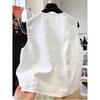 Women Cartoon Character And Animal Embroidered V Neck Button Front Linen Blend Sleeveless Vest