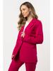 Elegant, Tailored Jacket Fastened with a Button - Fuchsia M