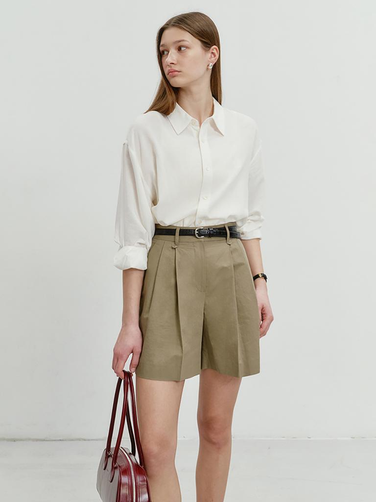Deonseuteu Cotton-Linen Shorts Light Khaki_Udpa4B229K1