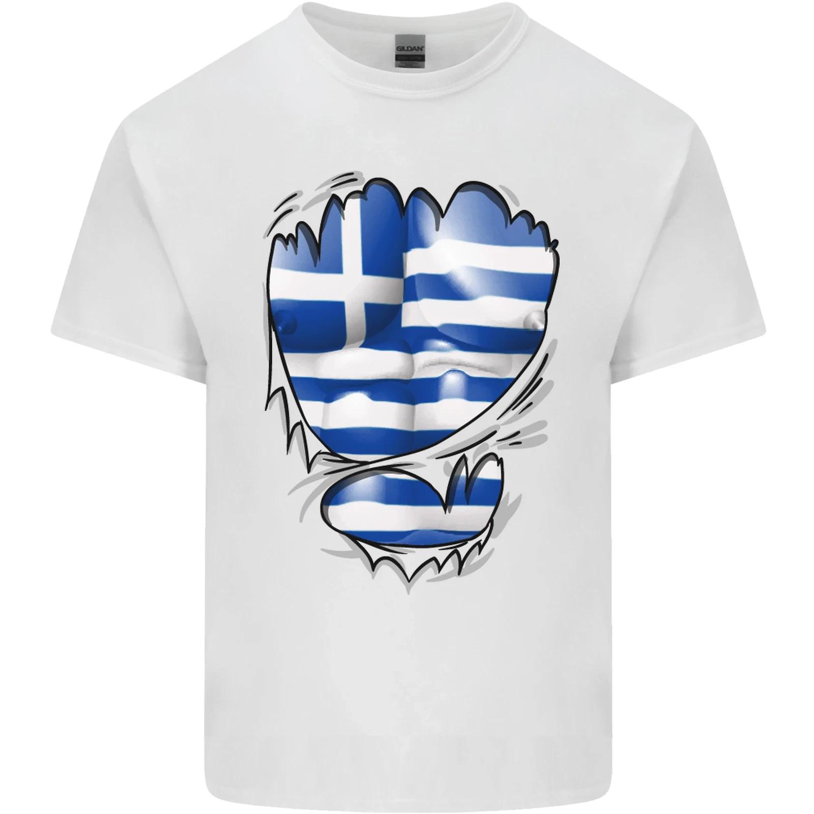 Gym The Greek Flag Ripped Muscles Greece Kids T-Shirt Childrens M