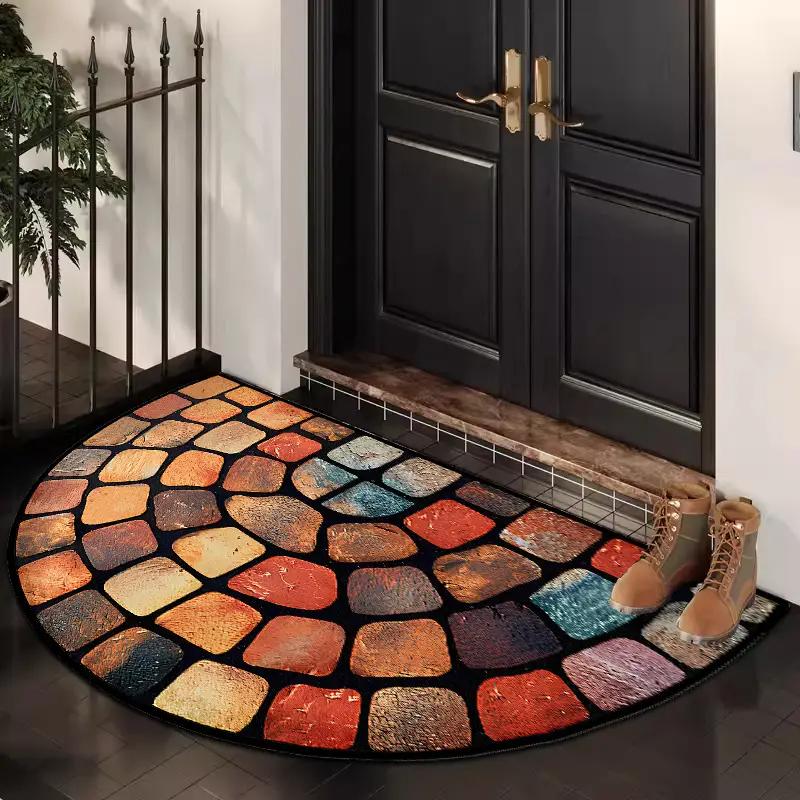 Bohemian Semi-Circular Carpet, Indoor And Outdoor Entrance Mat, Bathroom Door Mat, Soft And Anti-Slip Home Decoration.