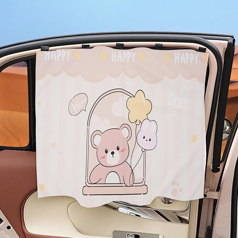 Car Side Window Sun Shade Adorable Cartoon Window Sunshades Privacy Curtains Magnet Reinforcement Side Automotive Window