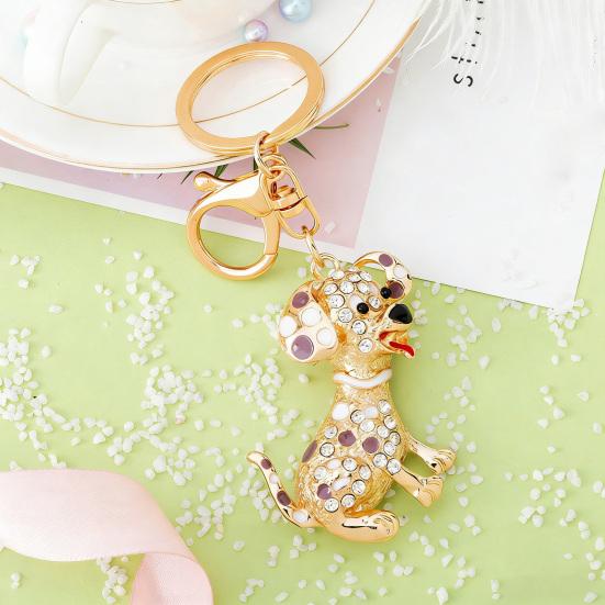 Keychain Pendant Rhinestones-Encrusted Cartoon Puppy Charm Key Chain Strong Lobster Clasp Key Holder Bags Car Decoration