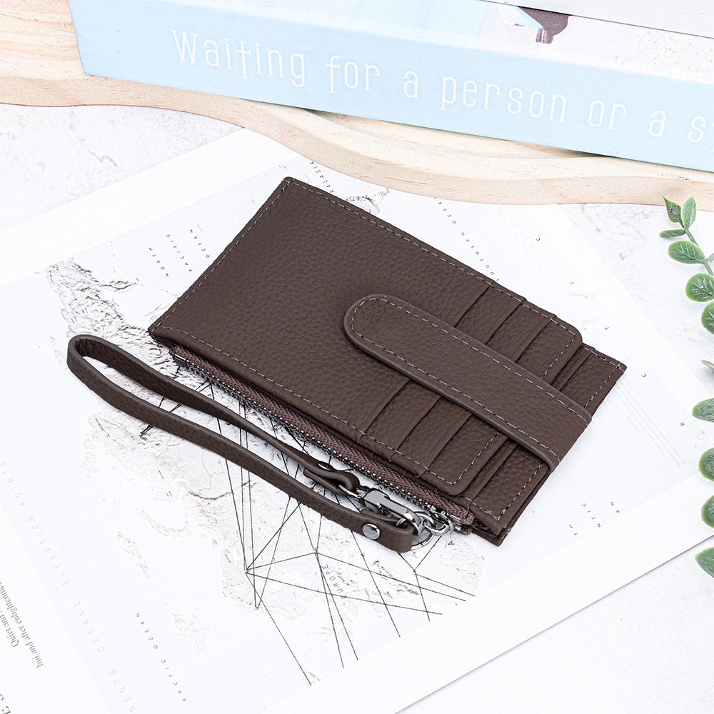 Genuine leather women zipper purse brand design coin purse id card holder Cowhide ladies wallets panelled money wristlet bags