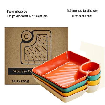Square PP Snack & Dumpling Plates with Vinegar Dish