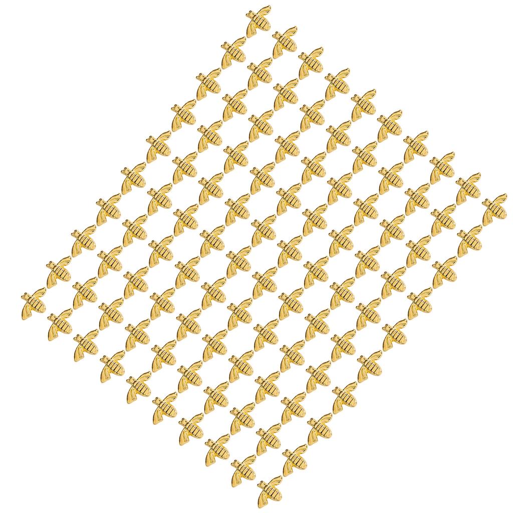 100pcs Bag Metal Bees 3D Nail Decoration Metal Stick Gold Silver Nail Decals Manicure Gold