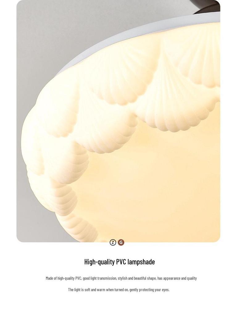 Modern Mid-Century Cream Bedroom Semi-Pendant Ceiling Light with Retro Eye Protection