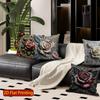2D  Vintage Embossed Rose Floral Throw Pillow Covers Pattern Cushion Cover Suitable For Sofa Bedroom Car Pillow Cover