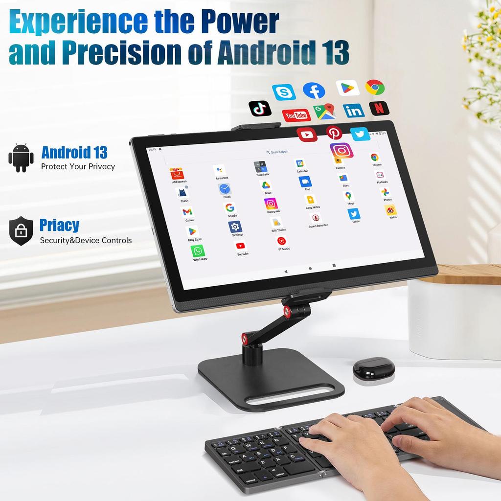 Tablet MESWAO B1 14,1", 14,1 calowy ekran IPS 1920*1080, MTK6769 8 rdzeni, 6 GB RAM 128 GB ROM, Android 13, aparat 13 MP + 5 MP, bateria 10000 mAh
