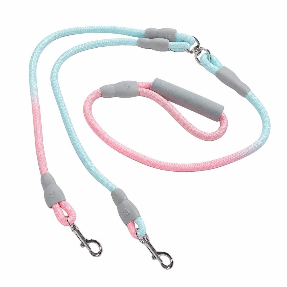 1.2cmx0.8M+1.0cmx0.6M Multi Colors Double Dog Leash Lightweight Dual Pet Leash Outdoor Travel