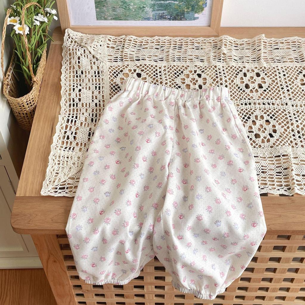 Now B. Happy Summer Girls' Gauze Top & Wide-Leg Pants Set - Stylish, Versatile, and Casual.