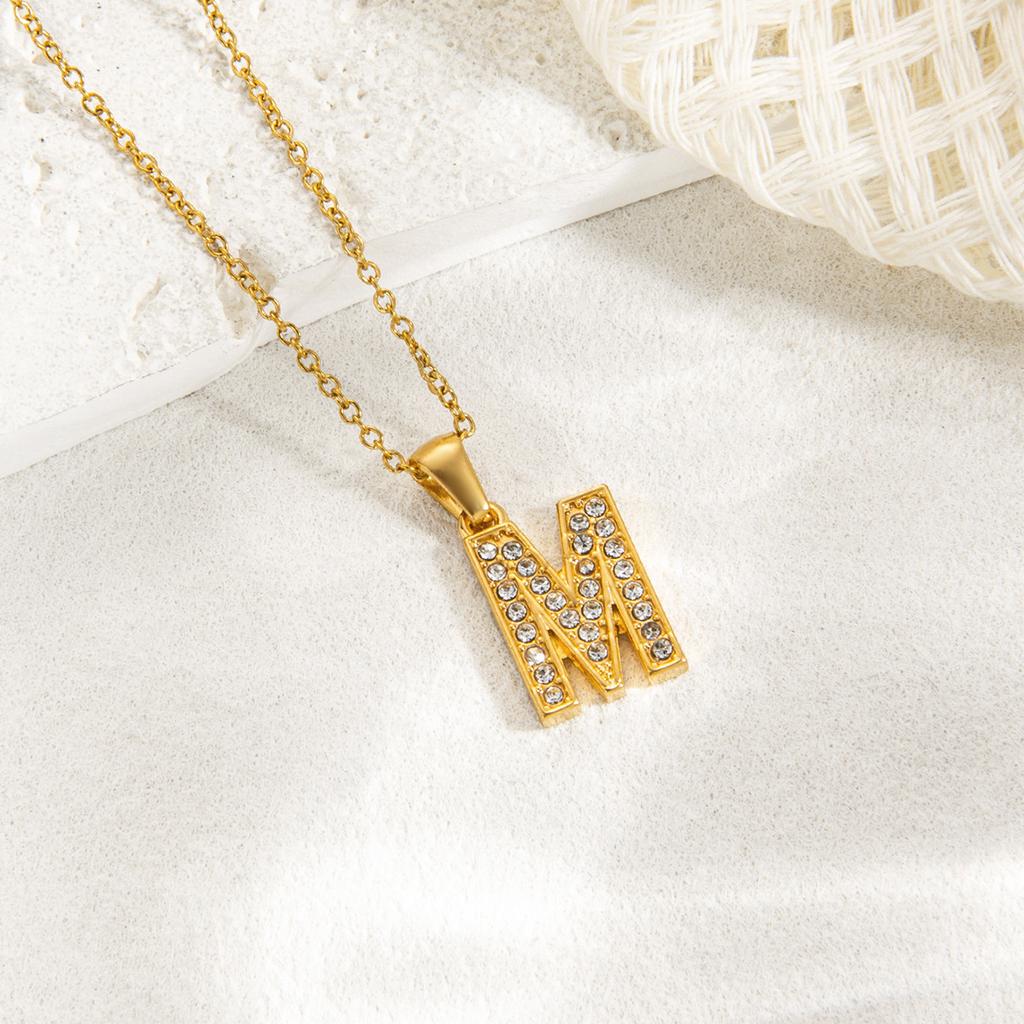 1pc Fashion Shining A-Z Letter Pendant Charm Necklace 26 Initial Alphabet Name Clavicle Chain Party Valentine's Day Jewelry Gift