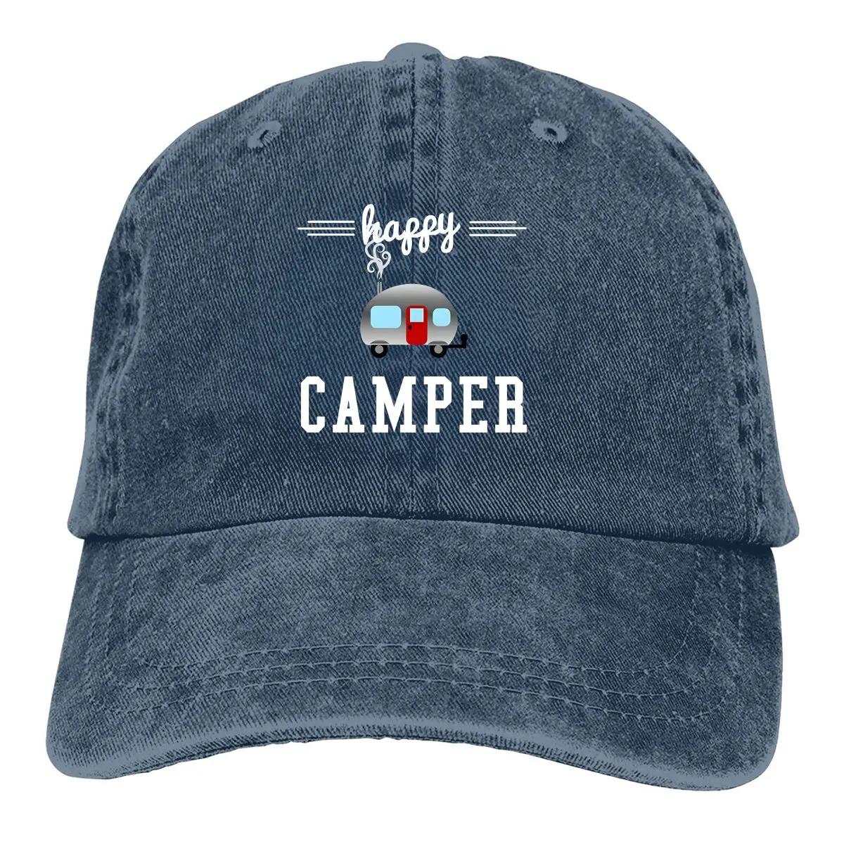 

Чистый цвет шляпы для папы Happy Camper женская шляпа солнцезащитный козырек бейсболки Camper кемпинг кепка с козырьком Adjustable темно-синий