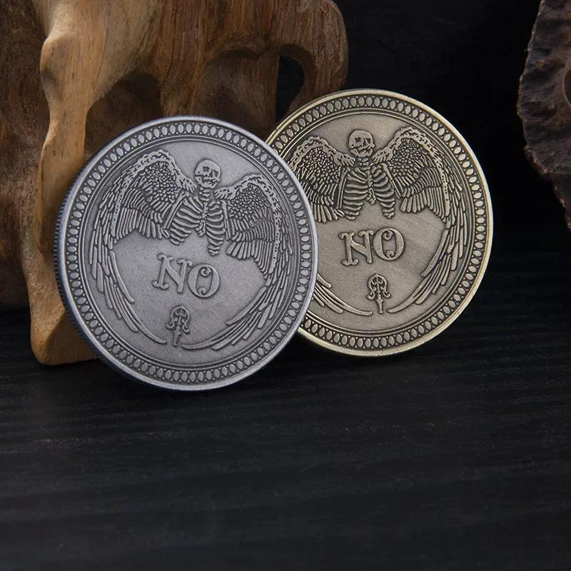 Yes or No Prediction Decision Coin Gothic Double Sided Relief Plating Commemorative Coins Creative Skull Divination Collectibles