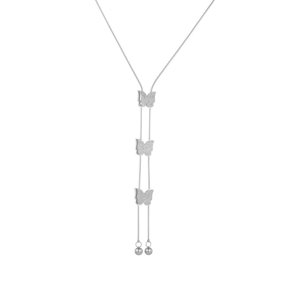 

Модный темперамент Двухслойное матовое женское ожерелье-бабочка без выцветания кисточка ключичная цепочка нишевая бижутерия