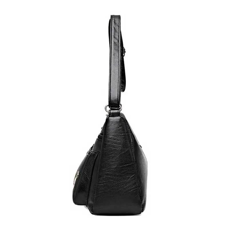 Modne luksusowe torebki z PU skóry z wieloma kieszeniami Wysokiej jakości torba damska z kwiatowym haftem Damskie torebki crossbody na ramię