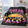 2026 New Arrivals Contemporary Polyester Throw Blanket with Taco Love Theme for All Seasons Multipurpose Soft Flannel Blanket for Home, Camping, Offic
