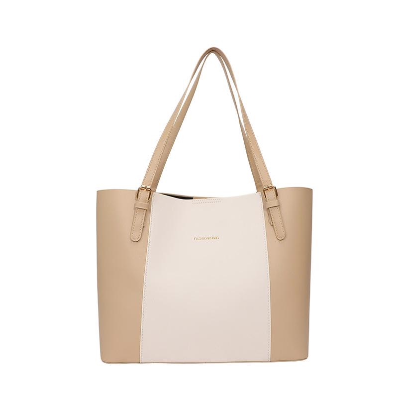 Korean Style Color Block Large Capacity Tote Bag - Women's Fashionable High-End Versatile Shoulder Bag