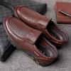 Hy First Layer Cowhide Hollow Cool Leather Shoes Genuine Leather Casual Leather Sandals Men's Non-slip Dad Shoes Punched Breathable New Men's