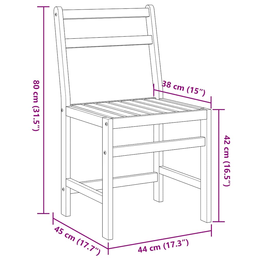 3 Piece Balcony Furniture Set Solid Acacia Wood