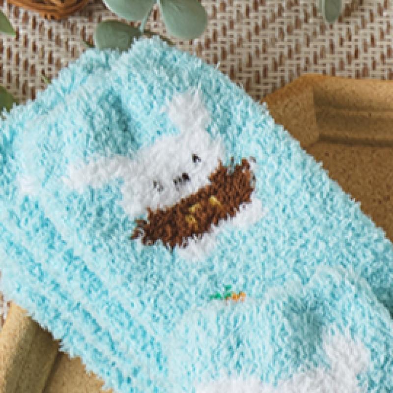Daiso Clothed Rabbit And Carrot Sleep Socks Blue