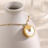MamacitaSlay 316L Stainless Steel Zircon Shell Letter Pendant Necklace Party Waterproof Jewelry Women's Elegant Neck Jewelry