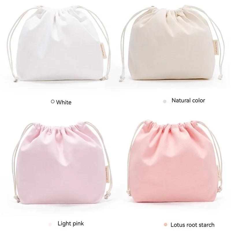Piccola Borsa Coulisse in Tela di Cotone Portatile da Viaggio Femminile Borsa Mini Custodia per Cosmetici Rossetto Quadrata Riutilizzabile in Tessuto con Coulisse
