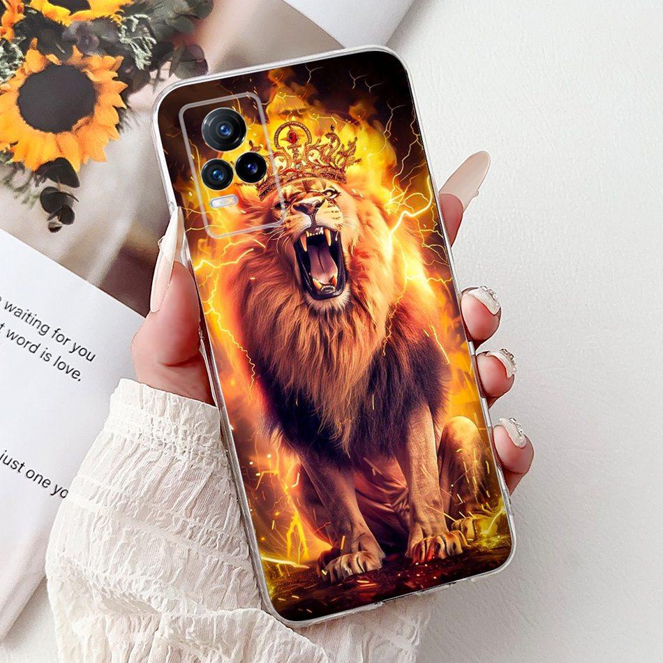 For Vivo V21e V2061 / V21 4G 5G V2050 V2066 Phone Case VivoV21e V 21 4G Elegant Floral Cat Printing Soft Silicone TPU Cases